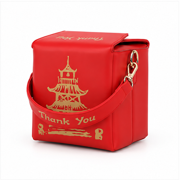 Red Pagoda Print Shoulder Crossbody Bag-4