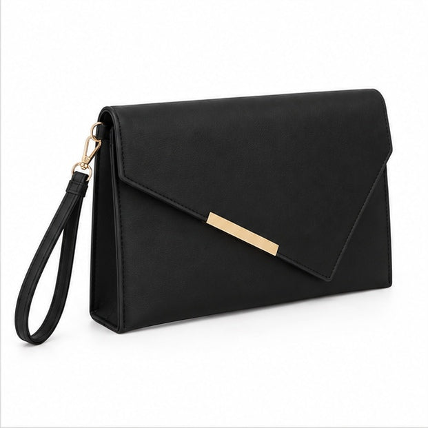 Elegant Black Envelope Wristlet Clutch Bag-3