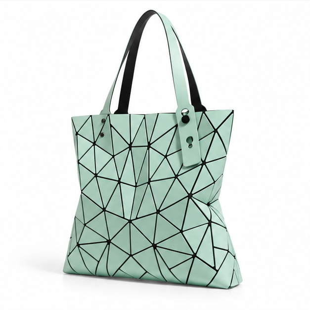 Geometric Mint Faceted Everyday Tote Bag-3