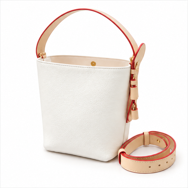 Elegant White Bucket Shoulder Handbag Purse-3