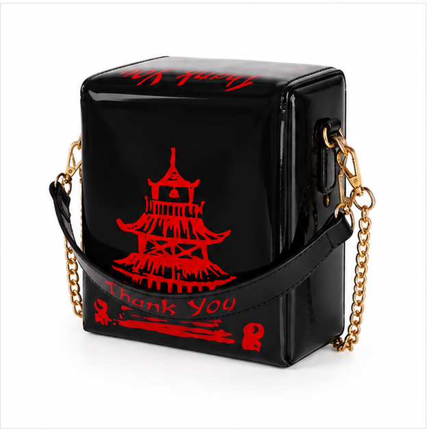 Laser Black Pagoda Chain Crossbody Bag-4