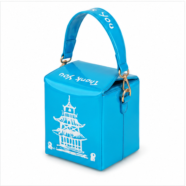 Laser Blue Pagoda Box Handbag Purse-4