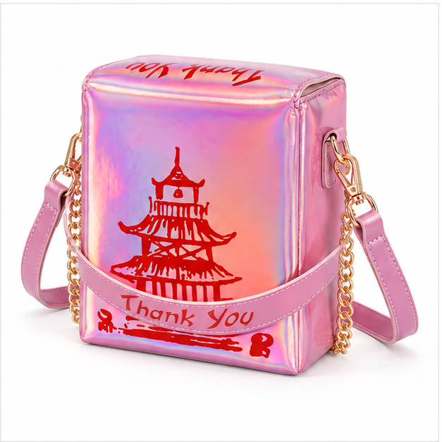 Holographic Pink Thank You Crossbody Bag-4