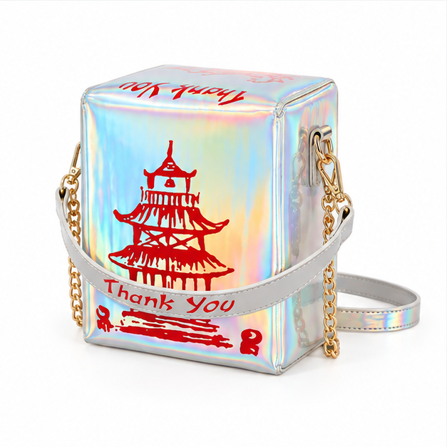 Holographic Pagoda Print Crossbody Shoulder Bag-4