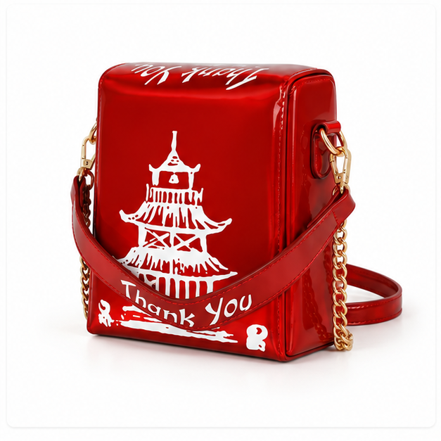 Glossy Red Pagoda Crossbody Shoulder Bag-4