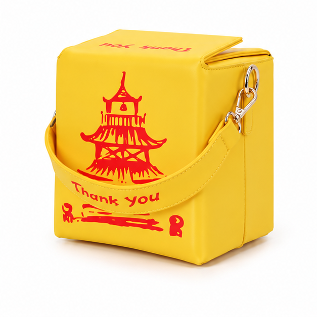 Yellow Pagoda Print Crossbody Box Bag-4