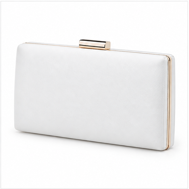 Elegant White Rectangular Evening Clutch Bag-3