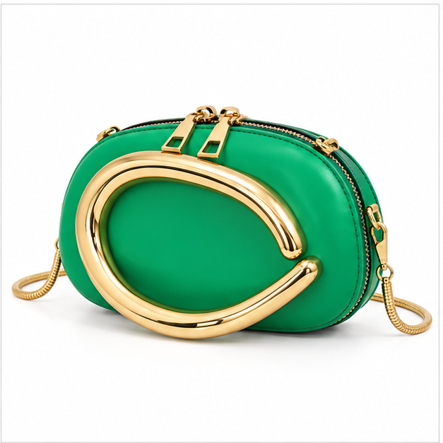 Emerald Gold Statement Clutch Crossbody Bag-3