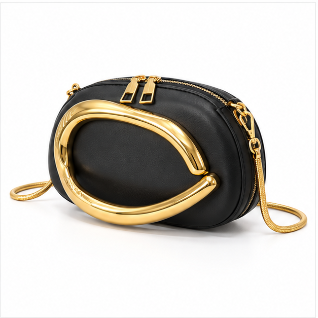 Black Gold Statement Mini Shoulder Bag-3