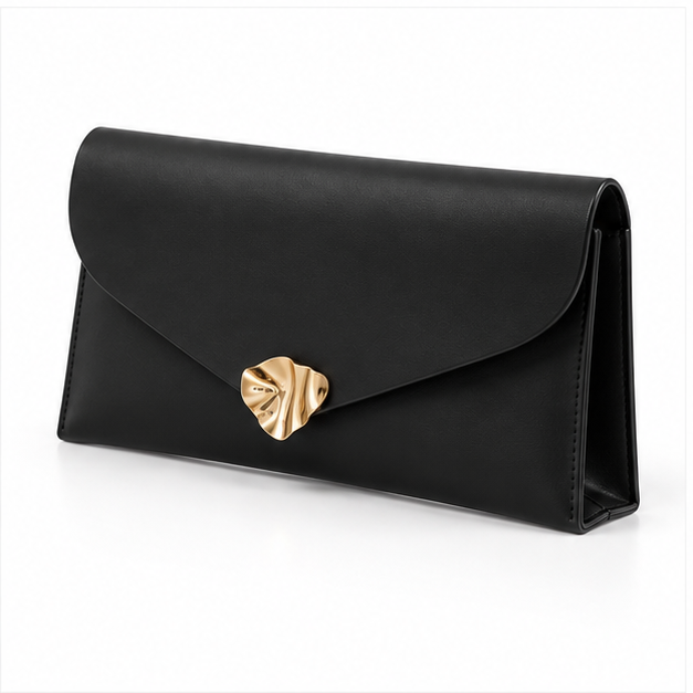 Elegant Black Envelope Clutch Bag Purse-3