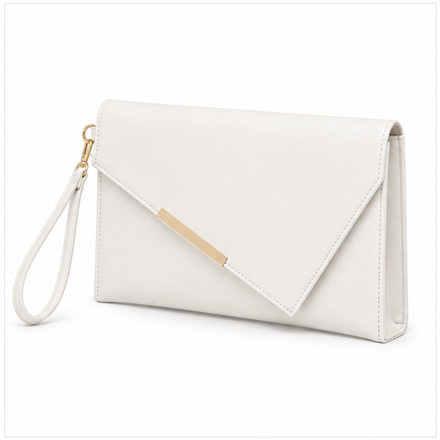Elegant White Envelope Wristlet Clutch Bag-3