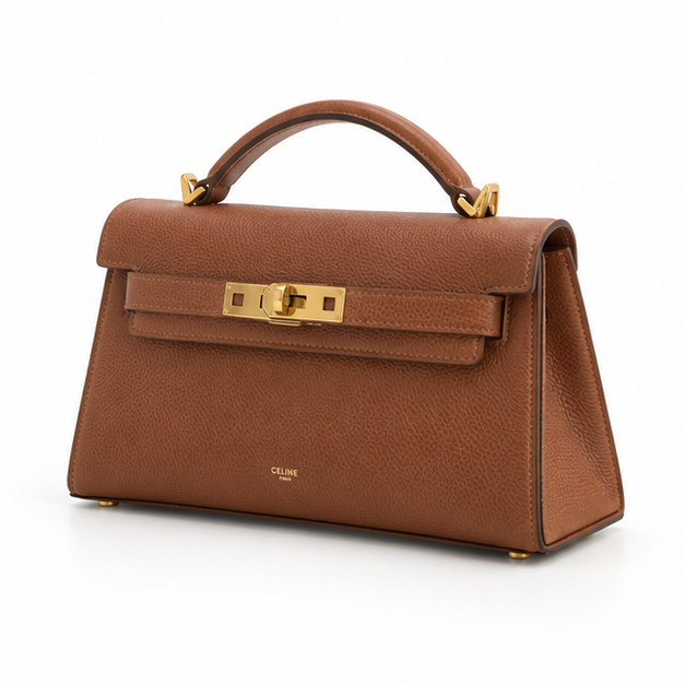 Elegant Brown Structured Top Handle Handbag-3