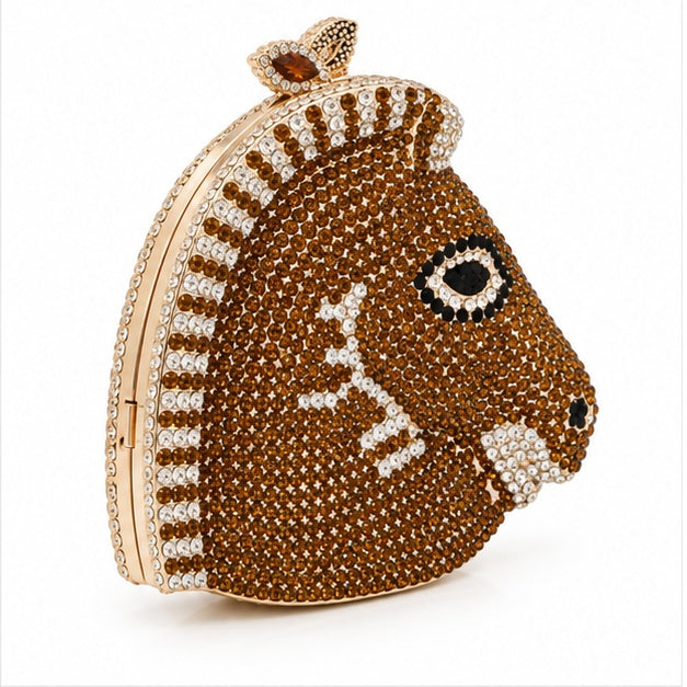 Jeweled Horse Head Luxury Evening Clutch-3