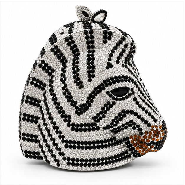 Crystal Zebra Statement Luxury Evening Clutch-3
