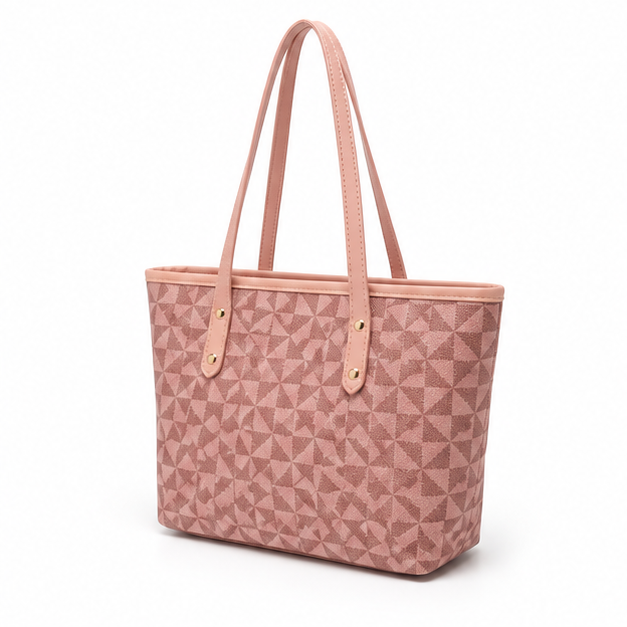 Blush Geometric Pattern Everyday Shoulder Tote-3
