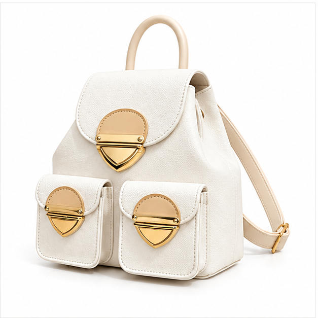 Elegant White Gold Hardware Mini Backpack-3