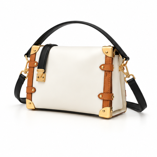 Elegant Structured Contrast Trim Shoulder Bag-3