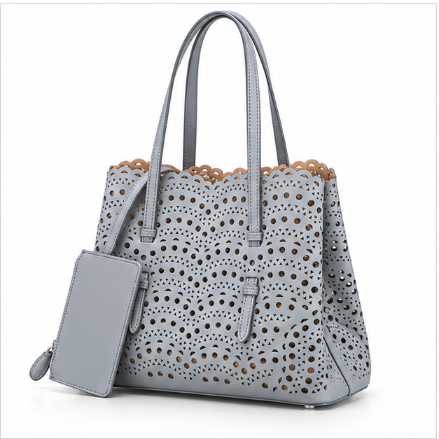 Elegant Laser Cut Structured Tote Handbag-3