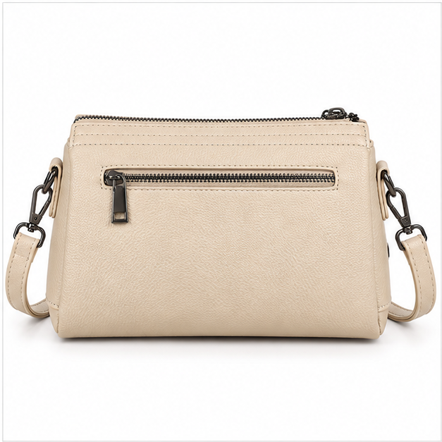 Elegant Beige Textured Crossbody Shoulder Bag-3