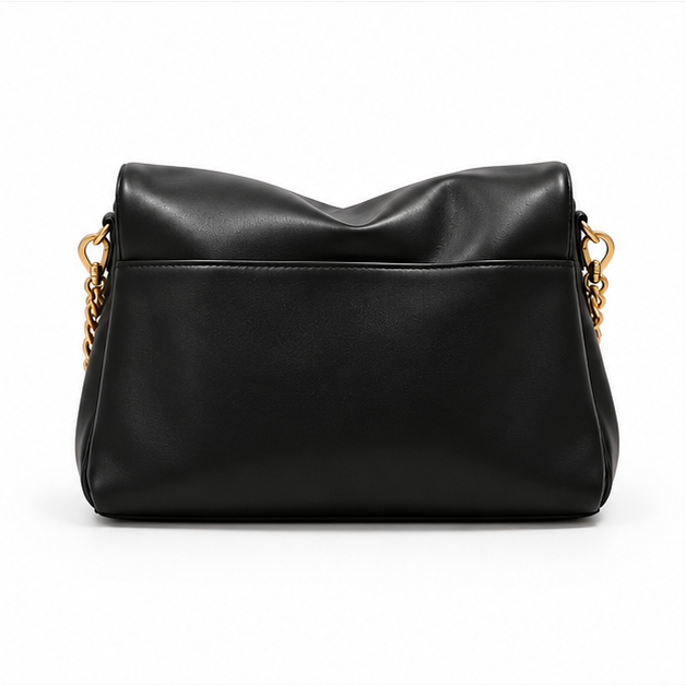 Elegant Black Slouchy Gold Chain Handbag-2