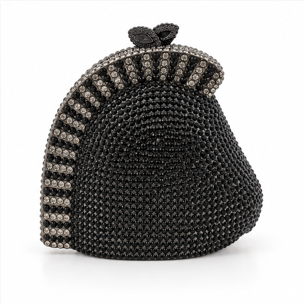 Black Crystal Horse Head Evening Clutch-2