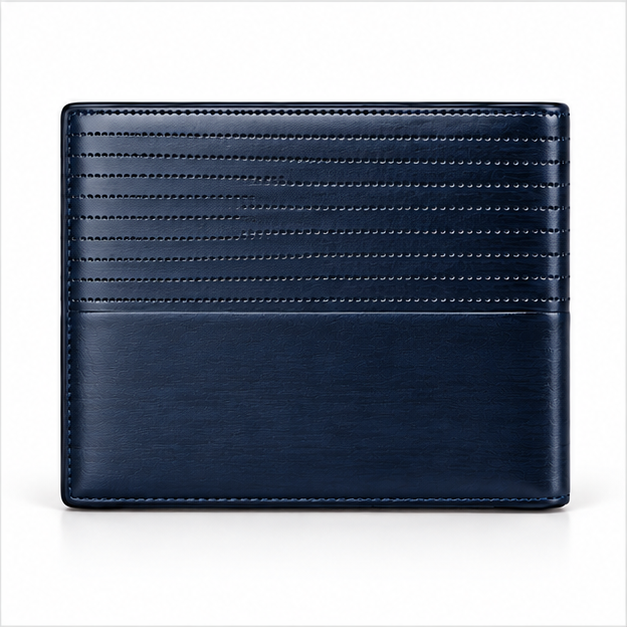 Premium Blue Textured Leather Bifold Wallet-2
