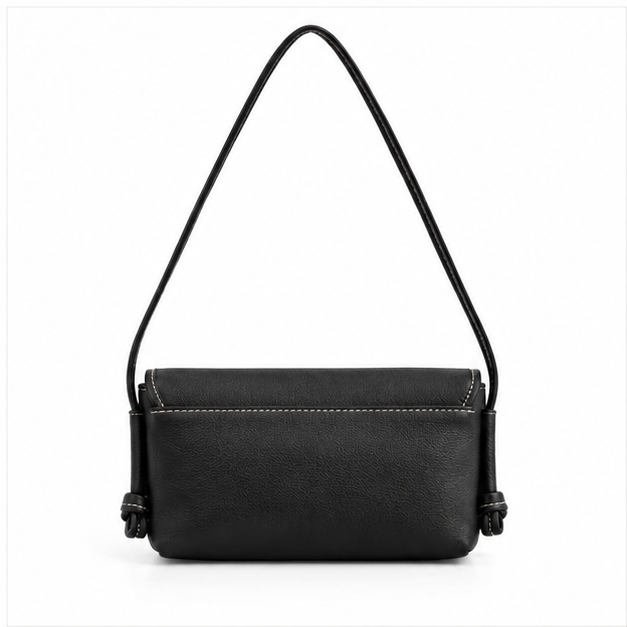 Black Pebbled Leather Minimalist Crossbody Bag-2