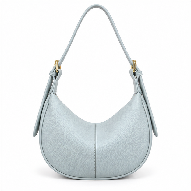 Icy Blue Crescent Hobo Shoulder Bag-2