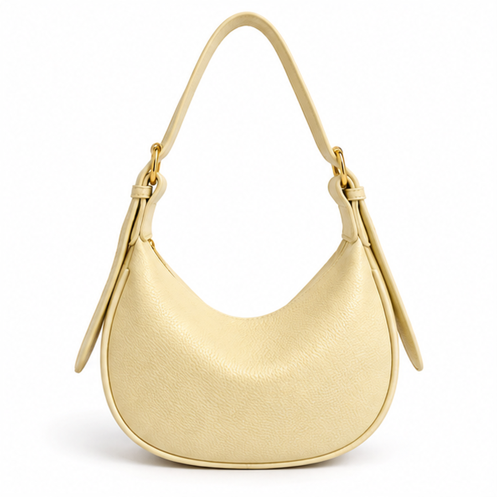 Yellow Crescent Textured Shoulder Hobo Bag-2