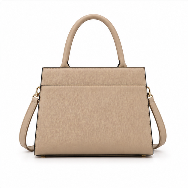 Khaki Structured Top Handle Shoulder Bag-2
