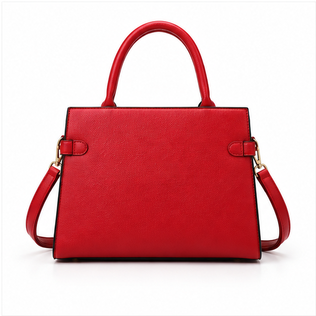Red Structured Gold Clasp Handbag Purse-2