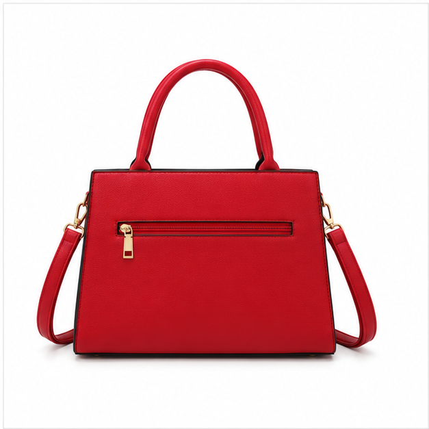 Red Structured Handbag With Matching Accessories-2