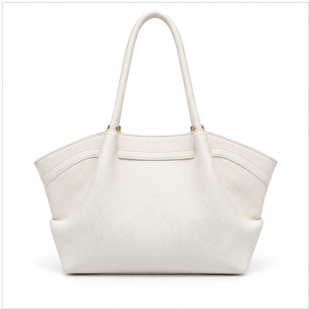 Ivory Pebbled Leather Elegant Shoulder Tote-2
