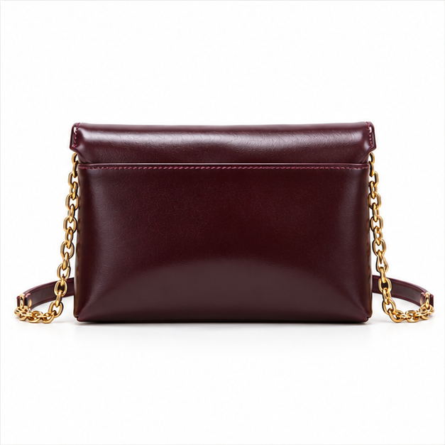 Burgundy Envelope Chain Shoulder Clutch Bag-2