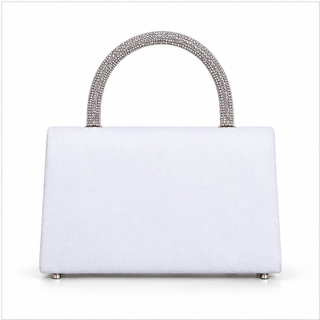White Crystal Tassel Evening Clutch Handbag-2