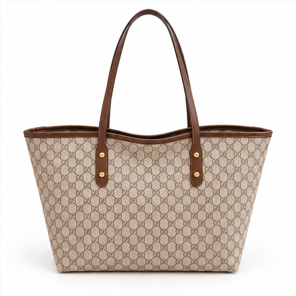 Elegant Khaki Monogram Everyday Shopper Tote-2