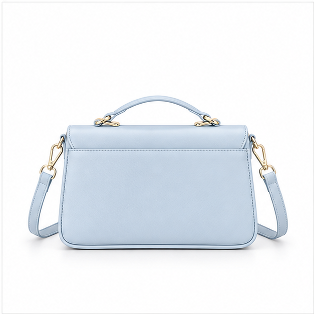 Light Ice Blue Butterfly Quilted Handbag-2