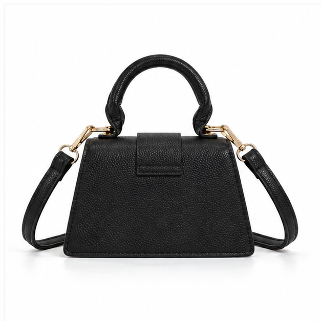 Elegant Black Structured Mini Crossbody Handbag-2