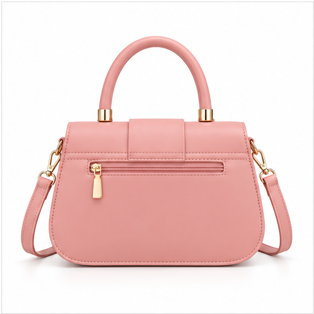 Elegant Pink Structured Top Handle Handbag-4