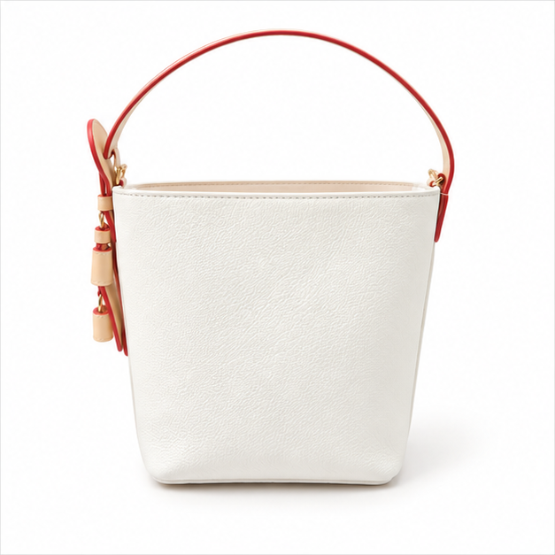 Elegant White Bucket Shoulder Handbag Purse-2