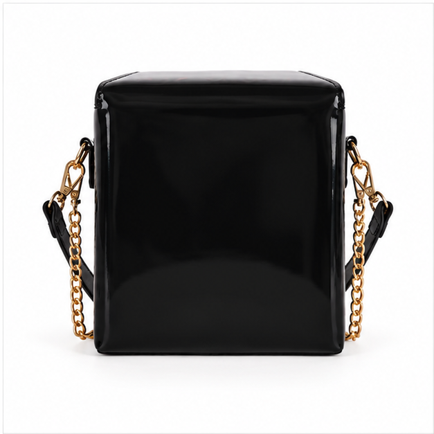Laser Black Pagoda Chain Crossbody Bag-3