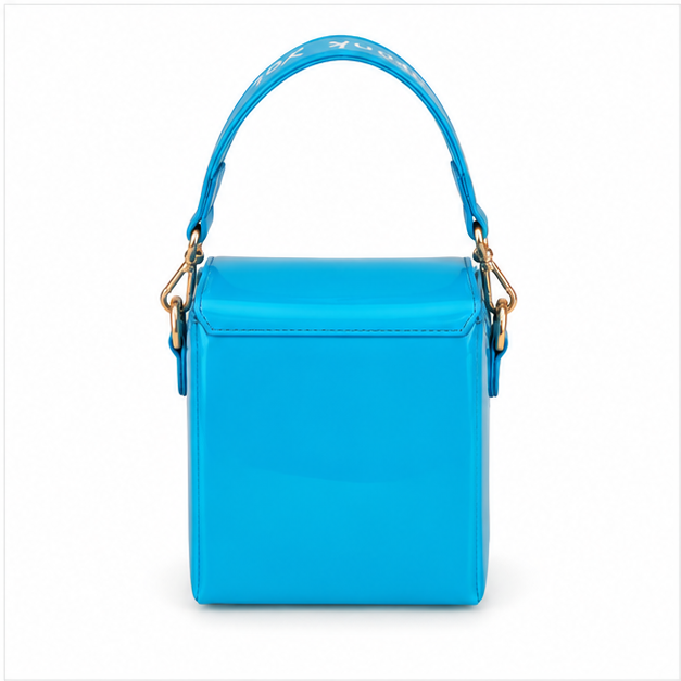 Laser Blue Pagoda Box Handbag Purse-3