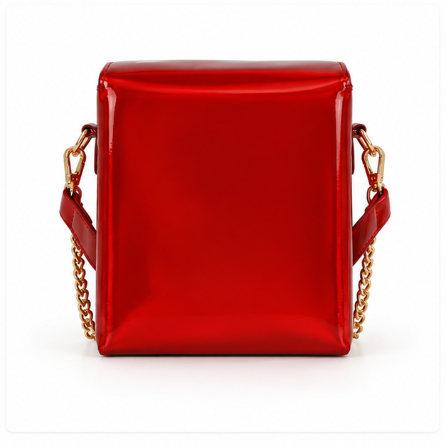 Glossy Red Pagoda Crossbody Shoulder Bag-3