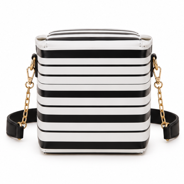 Striped Graphic Box Crossbody Shoulder Bag-3