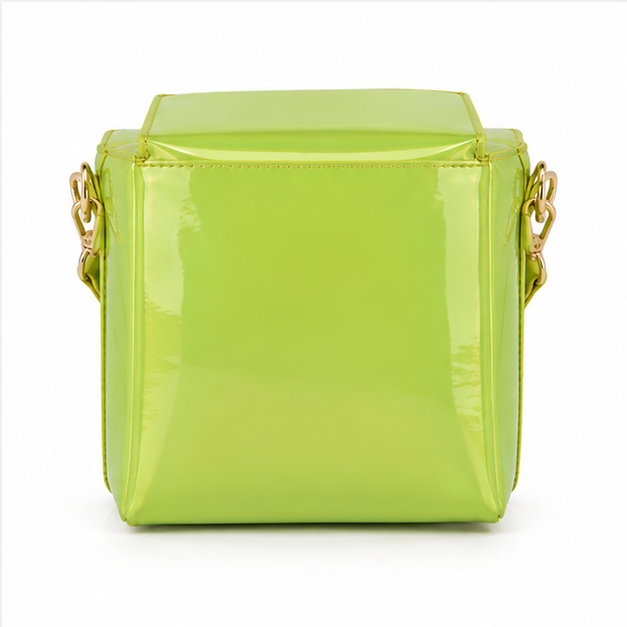 Laser Green Glossy Box Shoulder Bag-3
