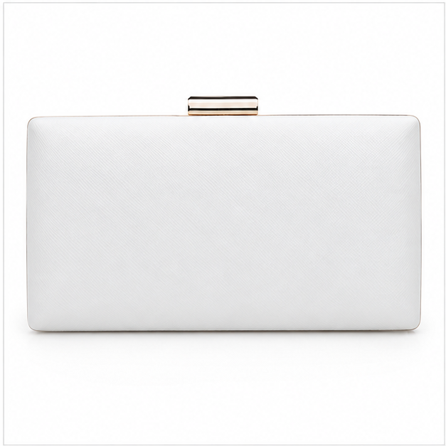 Elegant White Rectangular Evening Clutch Bag-4