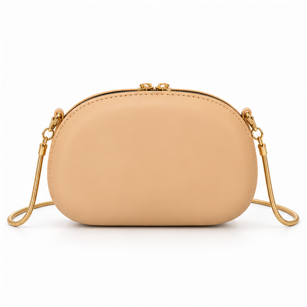 Elegant Khaki Gold Accent Crossbody Bag-2