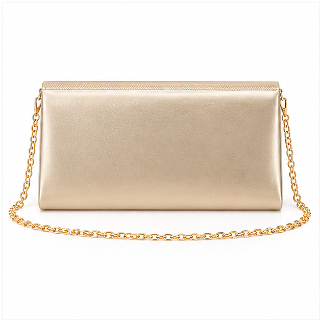 Champagne Gold Chain Envelope Clutch Bag-2