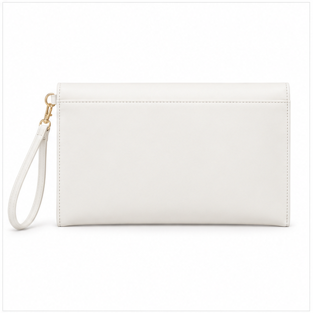 Elegant White Envelope Wristlet Clutch Bag-2