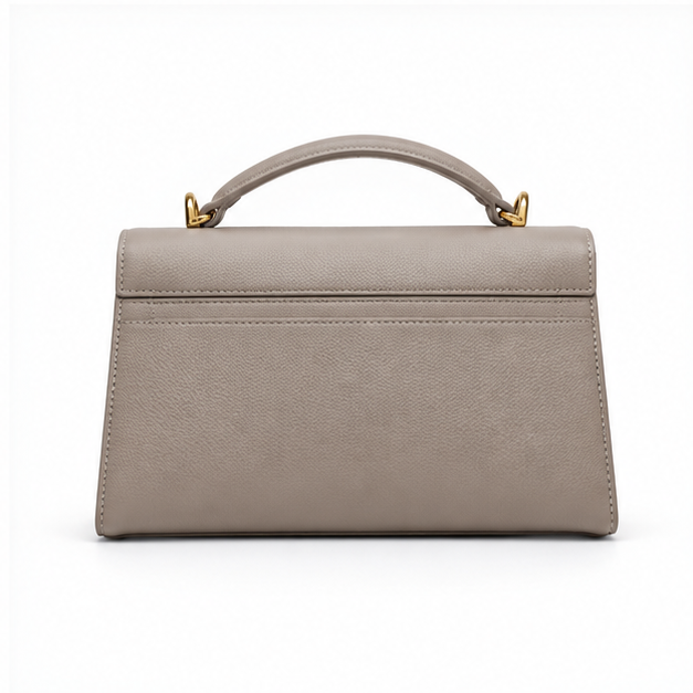 Elegant Taupe Structured Top Handle Handbag-4